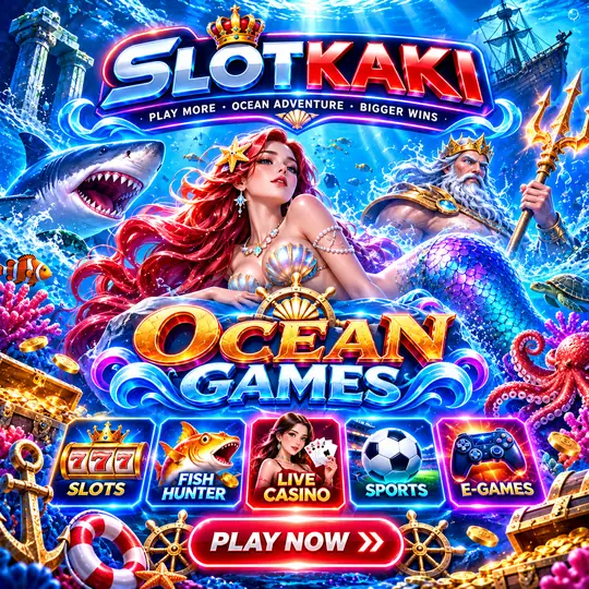 SLOTKAKI ocean theme – banner red, white and blue: undersea world and sea life