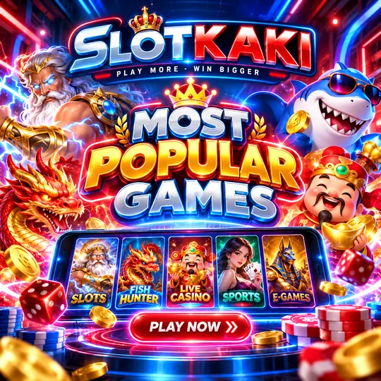 SLOTKAKI popular games – banner red, white and blue: featured game tiles